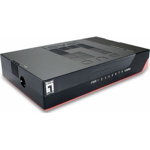 LevelOne GSW-0807 netwerk-switch Unmanaged Gigabit Ethernet (10/100/1000) Zwart, Rood