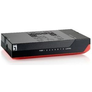 Level One GSW-0807 netwerk-switch Unmanaged Gigabit Ethernet (10/100/1000) Zwart, Rood