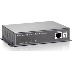 LevelOne compatible POR-0102 2-Port PoE Repeater - Repeater - 10Mb LAN, 100Mb LAN, GigE
