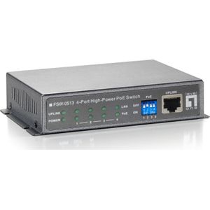 LevelOne FSW-0513 - Switch - 4 x 10/100 (PoE) + 1 x 10/100 - desktop - PoE