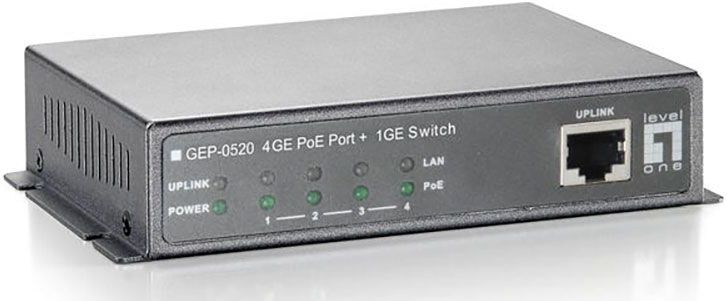 LevelOne - GEP-0520 - Netwerkschakelaar - Zwart - 5 Poorten - PoE