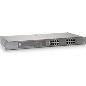 LevelOne 16-poorts Fast Ethernet PoE-Plus Switch, 240 W – netwerkschakelaar (240 W)