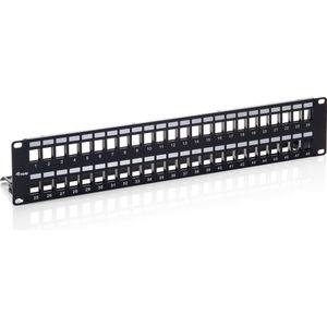 equip 769349 48-poorts Keystone Cat.6 afgeschermd patchpaneel, Server accessoires, Zwart