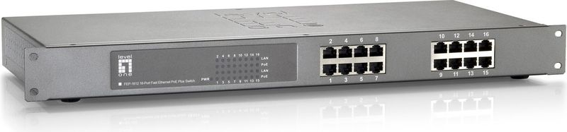 LevelOne FEP-1612 netwerk-switch Unmanaged Fast Ethernet (10/100) Power over Ethernet (PoE) Grijs