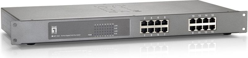 LevelOne GEP-1622 netwerk-switch Unmanaged Gigabit Ethernet (10/100/1000) Power over Ethernet (PoE) Grijs