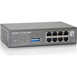 LevelOne FEP-0800 netwerk-switch Fast Ethernet (10/100) Power over Ethernet (PoE) Zwart, Grijs