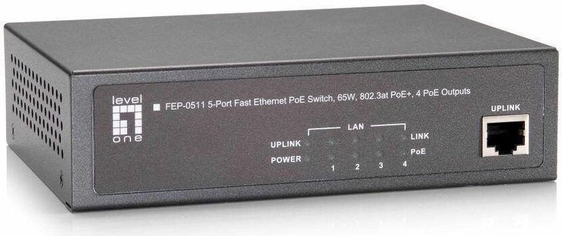 LevelOne FEP-0511 netwerk-switch Fast Ethernet (10/100) Power over Ethernet (PoE) Grijs