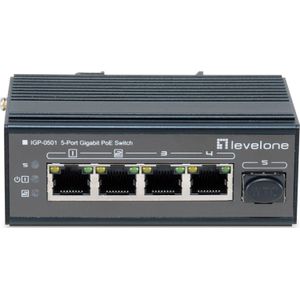 LevelOne IGP-0501 Gigabit Ethernet netwerkschakelaar (10/100/1000) Ethernet-verbinding, ondersteunt stroomvoorziening via deze poort (PoE) zwart