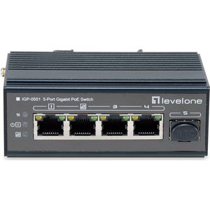 LevelOne IGP-0501 netwerk-switch Gigabit Ethernet (10/100/1000) Power over Ethernet (PoE) Zwart