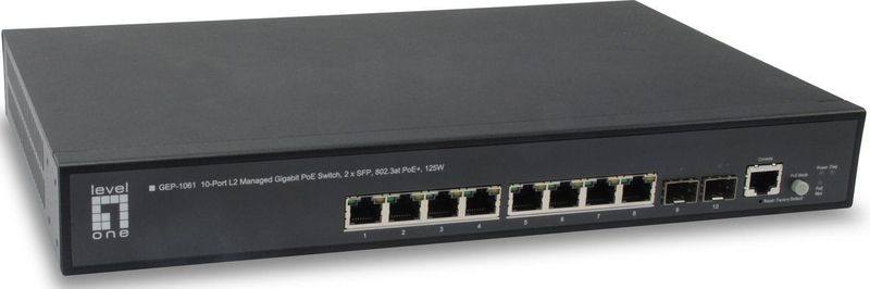 LevelOne GEP-1061 netwerk-switch Managed L2 Gigabit Ethernet (10/100/1000) Power over Ethernet (PoE) Zwart