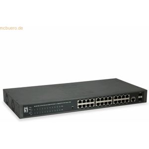 LevelOne Switch 24x GE GEP-2651 2xGSFP 370W 24xPoE+