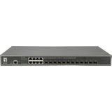 LevelOne 8x Ethernet / 12x SFP+ DRAM, Flash, AC, 50/60 Hz (8 Havens), Netwerkschakelaar, Grijs