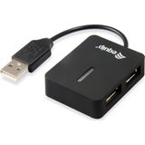 Equip 128952 interface hub USB 2.0 480 Mbit/s Zwart