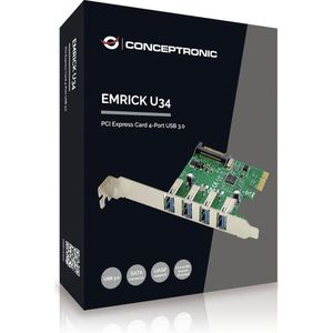 Conceptronic EMRICK U34, 4-Port-USB-3.0 PCI-Express-Karte PCI Express kaart PCIe