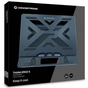 Conceptronic Thana 03B Ergo S Notebook Cooling Pad Koelmat, tot 15,6 inch, ergonomisch hoogte 7-traps aanpasbaar, zwart