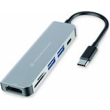 Conceptronic DONN02G (USB C), Docking station + USB-hub, Zilver