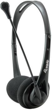 EQUIP 245302 Flexibele Microfoon 3,5 mm - Volumeregeling - Adapter 1A - 2 Bussen 3,5 mm - Zwart