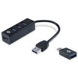 Conceptronic HUBBIES04B interface hub USB 3.2 Gen 1 (3.1 Gen 1) Type-A 5000 Mbit/s Zwart