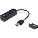 Conceptronic HUBBIES04B 4-poorts USB 3.0-hub en OTG-adapter voor USB-C
