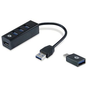 Conceptronic HUBBIES04B interface hub USB 3.2 Gen 1 (3.1 Gen 1) Type-A 5000 Mbit/s Zwart