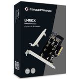 Conceptronic - EMRICK - 2-in-1 M.2 SSD PCIe Adapter - Storage Controller - Zwart