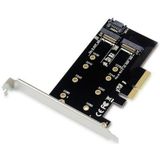 Conceptronic - EMRICK - 2-in-1 M.2 SSD PCIe Adapter - Storage Controller - Zwart