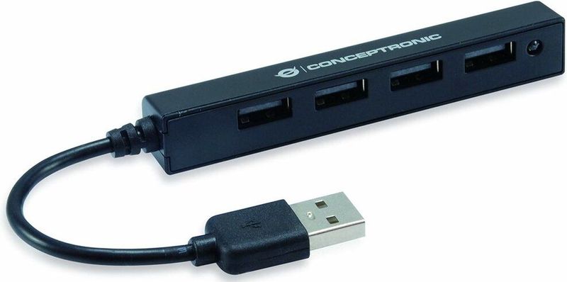 Conceptronic HUBBIES05B USB Hub - 4 Poorten - USB 2.0 - Zwart