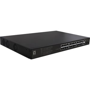 LevelOne Schakelaar 28x FE FGP-2831 2xGE 2xGSFP 802.3xPoE (30 Havens), Netwerkschakelaar, Zwart