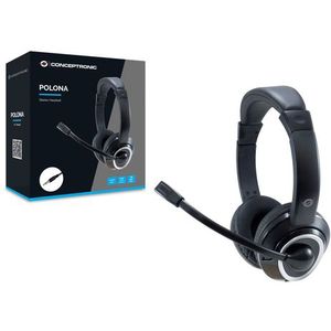 Conceptronic POLONA02B hoofdtelefoon/headset Bedraad Hoofdband Gamen Zwart