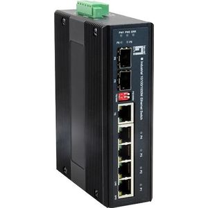 LevelOne Level One 4X 10/100/1000Base-T Transceiver (Gigabit Combo, Gigabit SFP(100/1G), Aansluitblok, 12Gb (6 Havens), Netwerkschakelaar, Zwart
