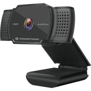 Conceptronic Webcam AMDIS 1080P HD Webcam+Microfoon sw (2 Mpx), Webcam, Zwart