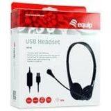 equip USB-hoofdtelefoon Hoofdtelefoon (Bedraad, USB-A), Kantoorheadset, Zwart
