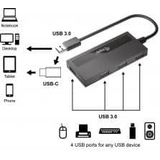 Equip 128956 4-Port USB 3.0 Hub with USB-C Adapter, USB 3.2 Gen 1 Type-A, 5000 Mbit/s, Black