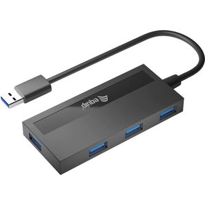 Equip 128956 4-Port USB 3.0 Hub with USB-C Adapter, USB 3.2 Gen 1 Type-A, 5000 Mbit/s, Black