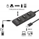 Equip 128957 7-Port USB 2.0 Hub, USB 2.0, USB 2.0, 480 Mbit/s, Black