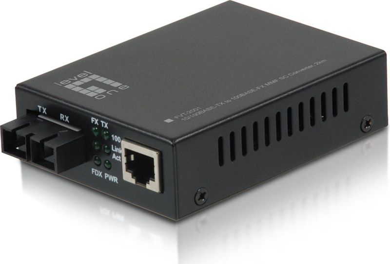 LevelOne - FVT-2001 - Media Converter - Zwart - 10/100Base-TX naar 100Base-FX