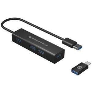 Conceptronic HUBBIES06B interface hub USB 3.2 Gen 1 (3.1 Gen 1) Type-A 5000 Mbit/s Zwart