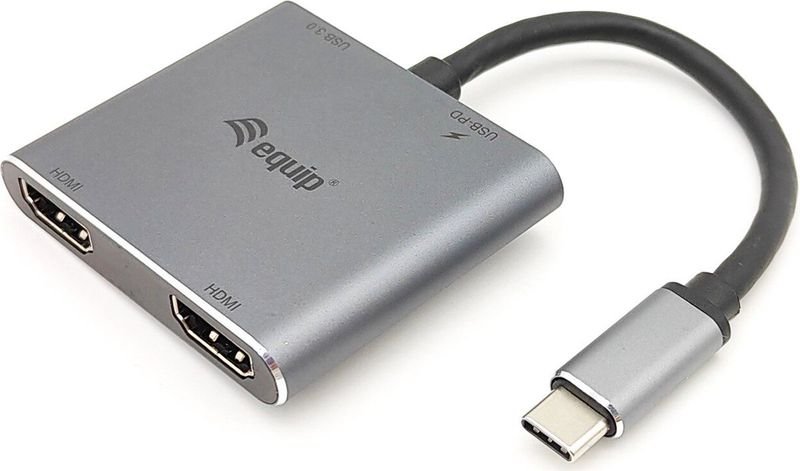 Equip Interface Hub - USB 3.2 Type-C - 5000 Mbit/s - Zilver