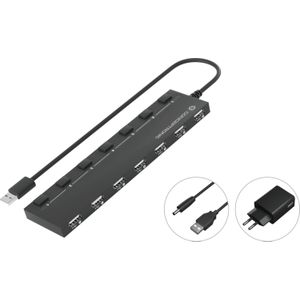 CONCEPTRONIC USB-Hub 7-Port 2.0 ->7x2.0 extra m.voeding zwart