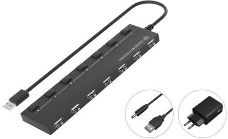 Conceptronic HUBBIES08BP interface hub USB 2.0 480 Mbit/s Zwart