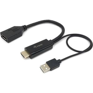 equip HDMI Adapter Displayport St/Bu /60Hz sw (DP, 15 cm), Data + Video Adapter, Zwart