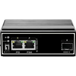 LevelOne IGP0310 Switch, 3-poort, Gigabit Ethernet, SFP, Poe+, zwart, 101 mm x 36 mm x 65 mm, 0,35 kg