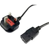 Equip IEC-stroomkabel UK C13 naar BS1363 2 m stekker/bus zwart