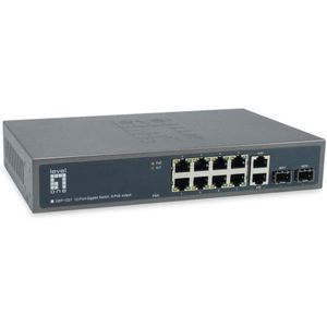LevelOne Switch 10x GE GEP-1221 2xGSFP 150W 8xPoE