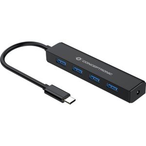 Conceptronic CTC4USB3 interface hub USB 3.2 Gen 1 (3.1 Gen 1) Type-C 5000 Mbit/s Zwart