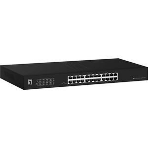 LevelOne Switch 24x GE GEU-2431 19\" Rack Mount Kit Unmanaged Gigabit Ethernet (10/100/1000) 1U Zwart