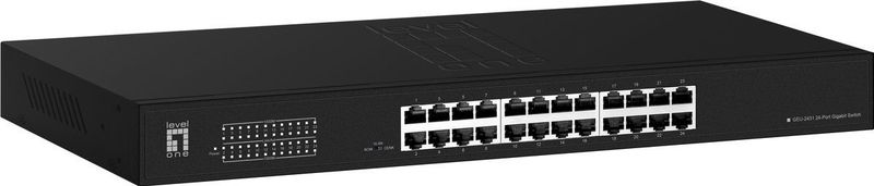 LevelOne Switch 24x GE GEU-2431 19\" Rack Mount Kit Unmanaged Gigabit Ethernet (10/100/1000) 1U Zwart