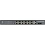 LevelOne GEP-2841 28-Port Web Smart Gigabit PoE Switch, 2 x Uplink SFP, 2 x Uplink RJ45, 24 PoE-uitgangen, 375W PoE Power Budget