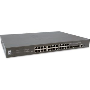 LevelOne - GTP-2871 - Netwerkschakelaar - Zwart - 24x PoE - 28 Havens