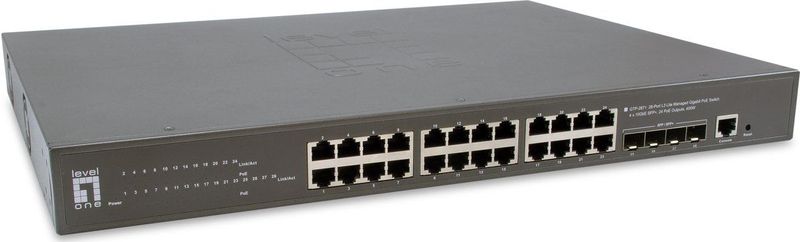 LevelOne - GTP-2871 - Netwerkschakelaar - Zwart - 24x PoE - 28 Havens